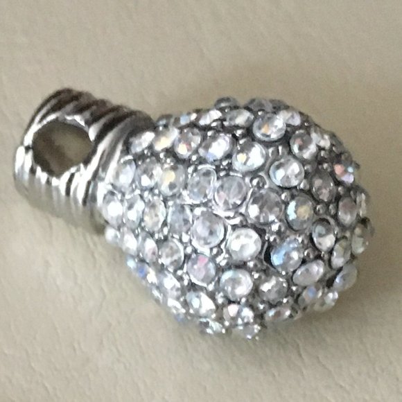 Pandora Compatible Rhinestone Lightbulb Charm - Picture 2 of 4